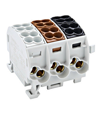 AL/CU-Main branch terminal, 25mm², 3-pole, isolated