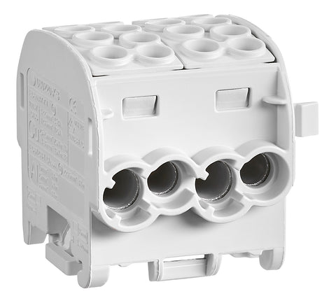 Clemă de derivaţie Cu-Al, 35mmp, 1p. 4in/4out izolată-gri