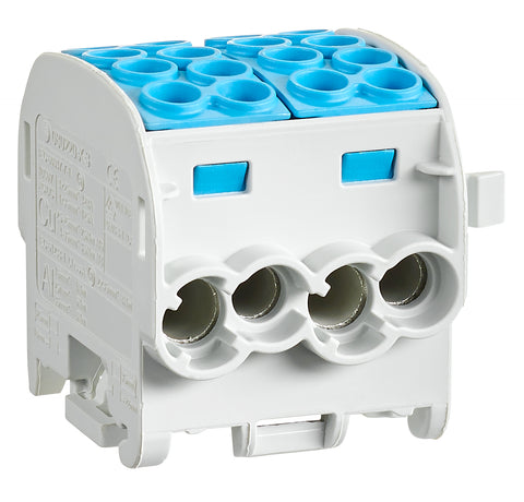 Clemă de derivaţie Cu-Al, 35mmp, 1p. 4in/4out albastră