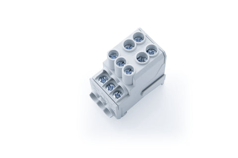Main branch terminal, 1-pole,100A, in. 2x25mm², out.6x10mm²