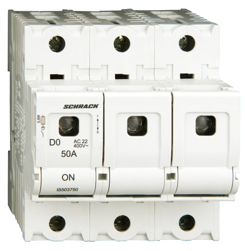 Soclu pentru portfuzibile D02, seria ARROW S, 3-poli, 50A