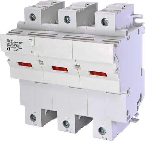 Separator modular pentru portfuzibile 22x58 3p 100A cu LED