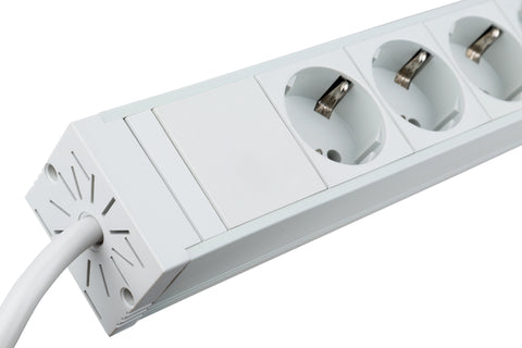 PDU 19", 8xSchuko, profil PVC 1,25U, cablu conex.2m, RAL7035