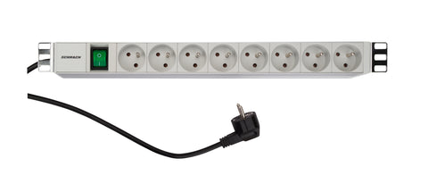 PDU 19", 8xUTE c.On/Off , profil ALU 1U, cablu 2m,RAL7035