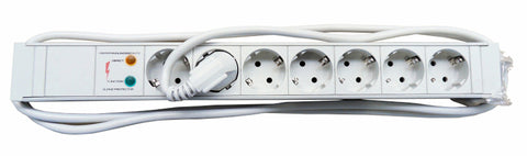 PDU 19",7xSchuko+prot suprat, prof PVC 1,25U,cabl 2m,RAL7035