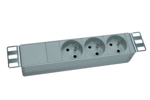 PDU 10", 3x UTE, profil ALU 1U, cablu conexiune 2m, RAL7035