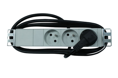 PDU 10", 3x UTE, profil ALU 1U, cablu conexiune 2m, RAL7035