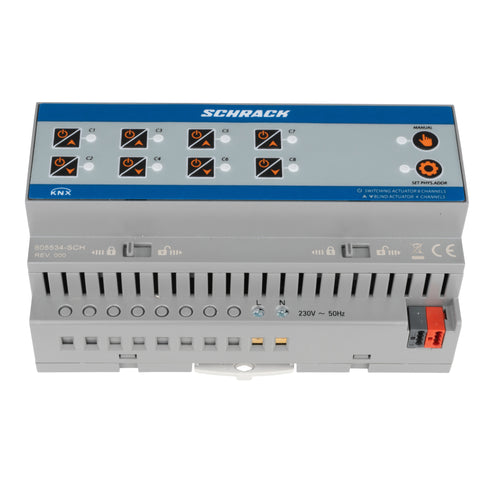 Actuator KNX comutare/jaluzele, 8/4 ieșiri, 16A, 230V c.a.