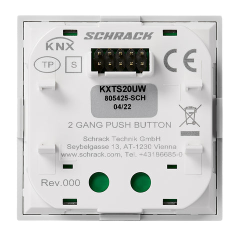 Taster KNX, două perechi, cu LED de stare, alb