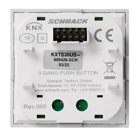 Taster KNX, trei perechi, cu LED de stare, argintiu