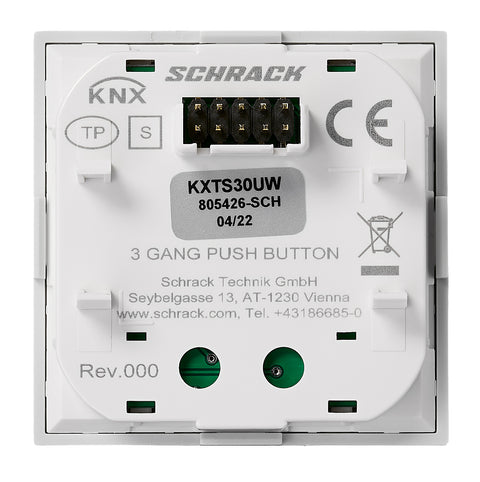 Taster KNX, trei perechi, cu LED de stare, alb