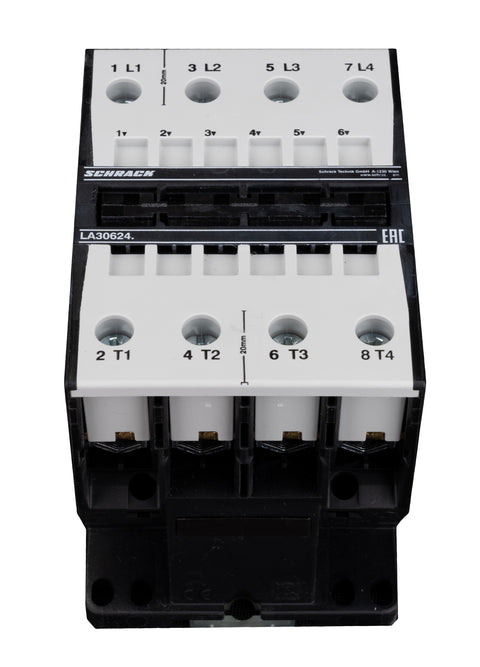 Contactor, 30kW, 62A AC3, 120A AC1, 4-pole, 230VAC