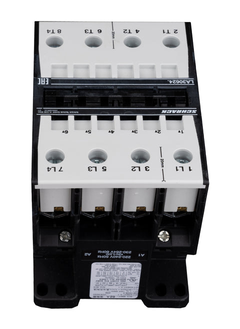 Contactor, 30kW, 62A AC3, 120A AC1, 4-pole, 230VAC