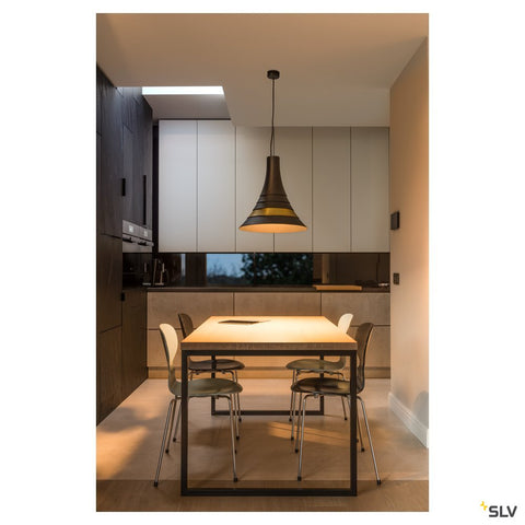 BATO 45 PD, Indoor pendant light, black/brass, E27, max. 60W