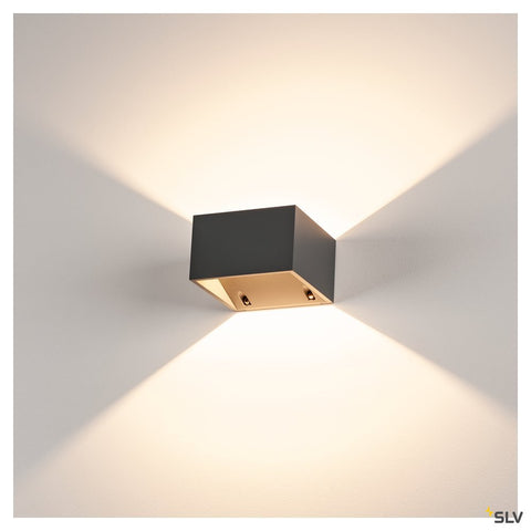 LOGS lampă de perete, pătrată, antracit, 6W LED, alb cald