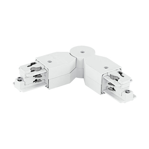 Track On 3-phase corner connector flexible 240° alb