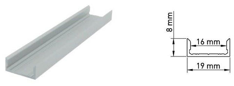 Profil aluminiu LBF, L=2000mm, W=19mm, H=8mm