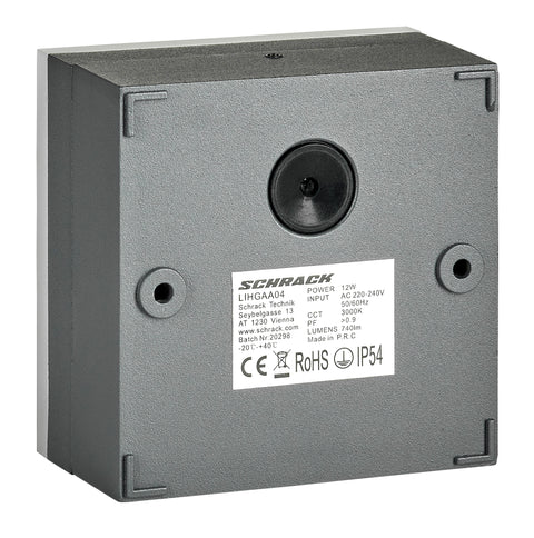 Zelda LED Square Large 12W 740lm 3000K ECG IP54 antracit