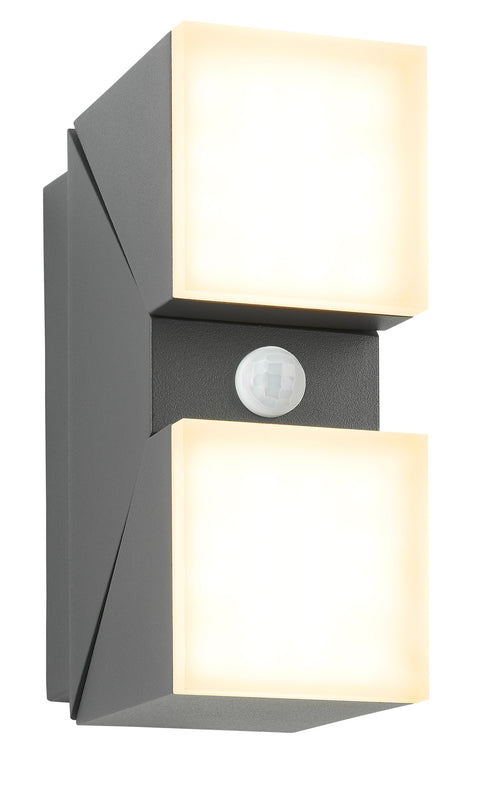 Evo LED Square Up/Down PIR 12,5W 750lm 3000K IP54 antracit