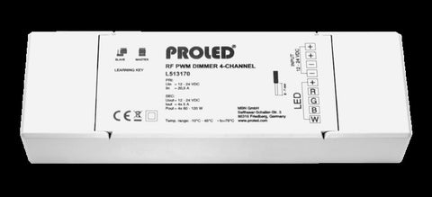 Dimmer RF PWM 4 canale, receptor, 12-48VDC, alb