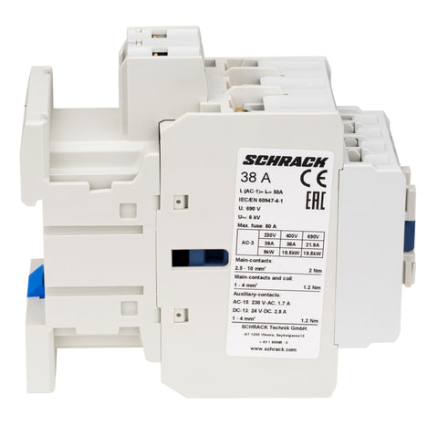 Contactor 3 poli, CUBICO Clasic, 18,5kW, 38A,1ND+1NÎ,24Vc.a.