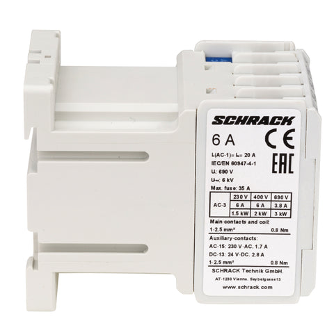 Contactor 3 poli, CUBICO Mini, 2,2kW, 6A, 1NÎ,24Vc.c.
