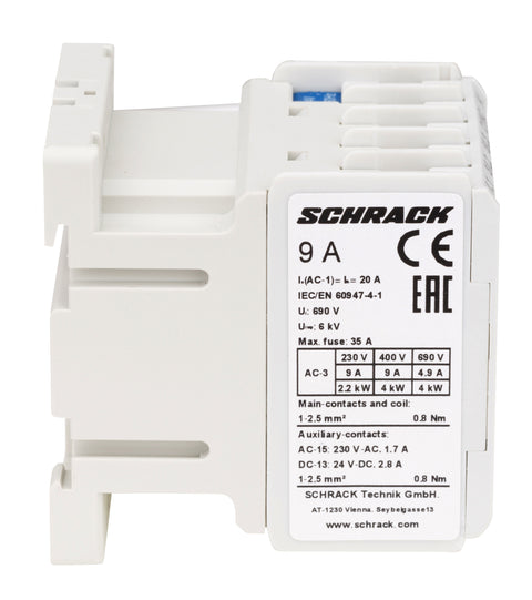 Contactor 3 poli, CUBICO Mini, 4kW, 9A, 1NÎ, 24Vc.a.