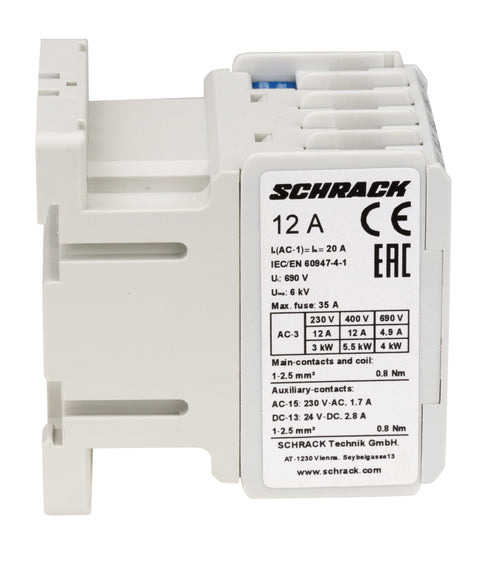 Contactor 3 poli, CUBICO Mini, 5,5kW, 12A, 1ND,230Vc.a.