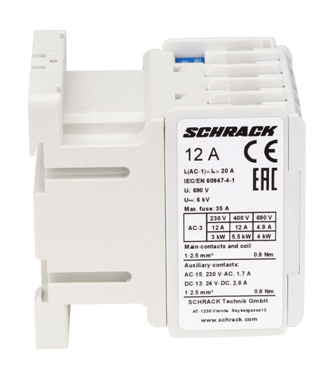 Contactor 3 poli, CUBICO Mini, 5,5kW, 12A, 1NÎ,24Vc.a.