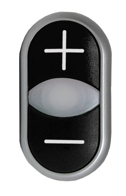 Buton comanda dublu negru/negru "+/-"