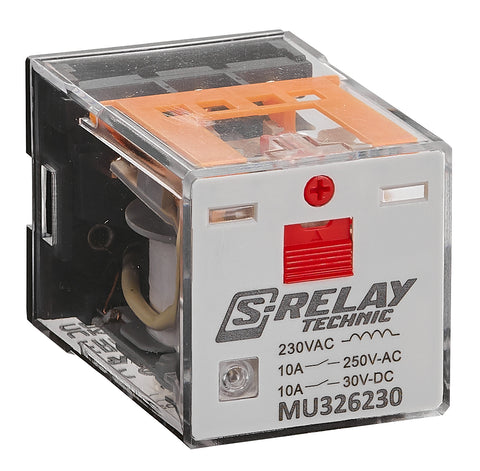 Releu broşabil, 11 pini, 3 CC, 230V c.a., 10A