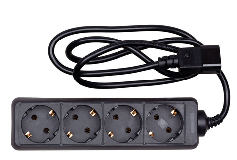 PDU pentru UPS, 4 x Schuko, 10A, cablu 1.1m  C14, negru