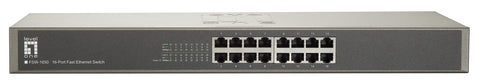 Switch 16xRJ45 10/100,silențios,f.vent,alim.int.,metal,19"