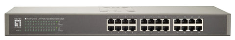 Switch 24xRJ45 10/100,silențios,f.vent,alim.int.,metal,19"