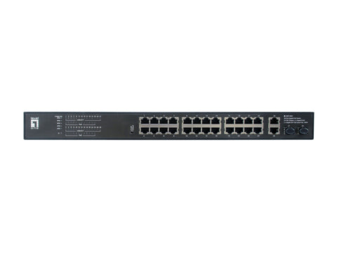 Switch 24xRJ45 1000 (PoE+) + 2xSFP/RJ45 1000, 19" 390W