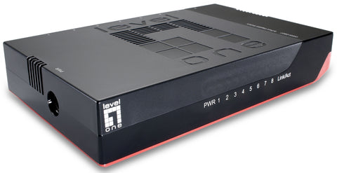 Switch 8xRJ45 10/100/1000,silențios,f.vent.,alim.extern