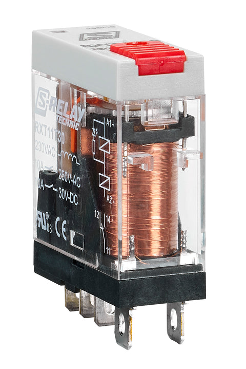 Releu industrial îngust, 1CC, 230V c.a., 10A, LED
