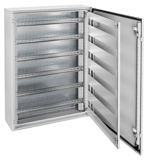 Cadru modular 6 rânduri x 27 mod., pe balamale, cu şine DIN