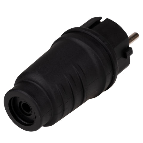 Stecher schuko rezistent la impact, 16A, 250V, IP44 negru