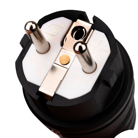 Stecher schuko rezistent la impact, 16A, 250V, IP44 negru