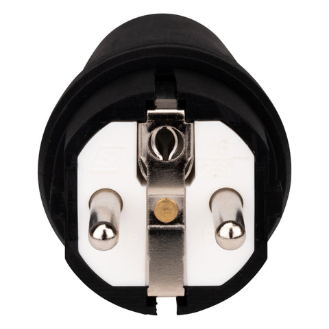 Stecher schuko rezistent la impact, 16A, 250V, IP44 negru