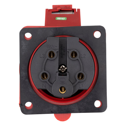 Priză CEE montaj pe panou, 5 poli, 32A 400V IP44, dreaptă