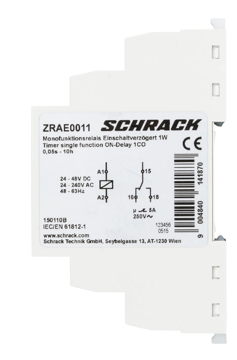 Releu temporizat la anclansare 1CC, 24VAC/DC, 230VAC,1CO,5A