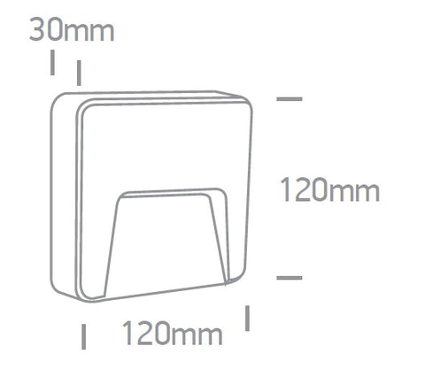 Adamo-SQ LED 3W 100lm 3000K 230V IP65 alb