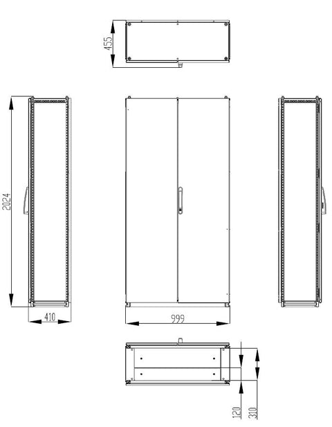 Dulap înseriabil cu 2 uşi IP55 Î=2000 L=1000 A=400 mm