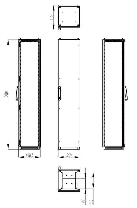 Dulap înseriabil cu 1 uşă IP55 Î=2000 L=400 A=400 mm