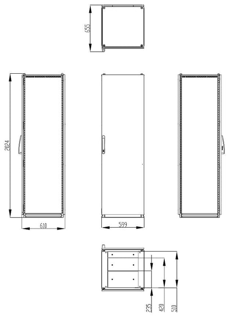 Dulap înseriabil cu 1 uşă IP55 Î=2000 L=600 A=600 mm