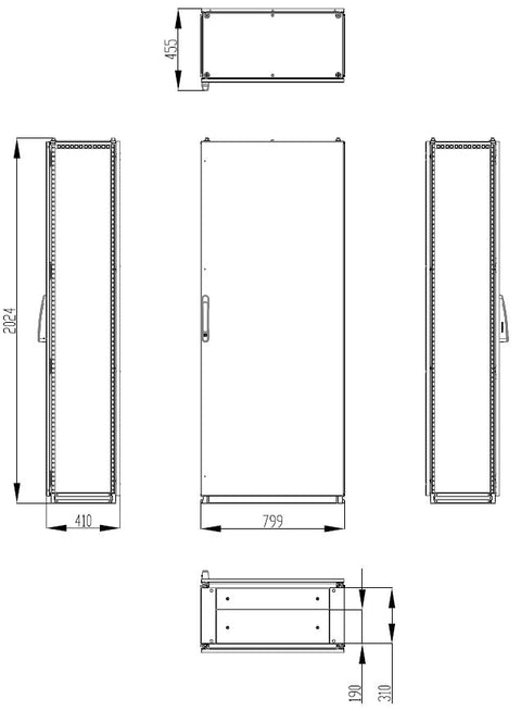 Dulap înseriabil cu 1 uşă IP55 Î=2000 L=800 A=400 mm