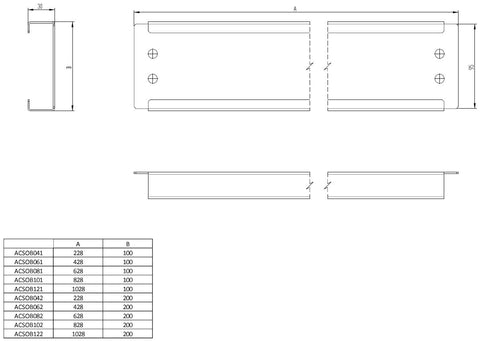 Set elemente faţă-spate soclu din oţel, L=400 Î=100 mm