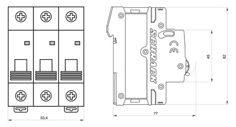 Întreruptor automat modular (MCB) AMPARO 6kA, C 16A, 3-poli